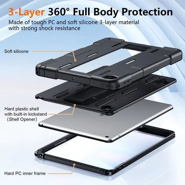 Alt view image 5 of 5 - SPIDERCASE for iPad 9th Generation Case 10.2 inch,IP68 Waterproof with Hand Strap&Stand Built-in Screen Protector,Full Body Rugged Shockproof Protective Case for iPad 9th/8th/7th (2021/2020/2019)