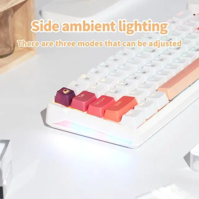 Alt view image 4 of 5 - SUEHIODHY A68 Hot Swappable Mechanical Keyboard 68 Keys Backlit RGB Gaming Keyboard with Multimedia Volume Knob for Win/Mac (Dustproof Tea Switch)
