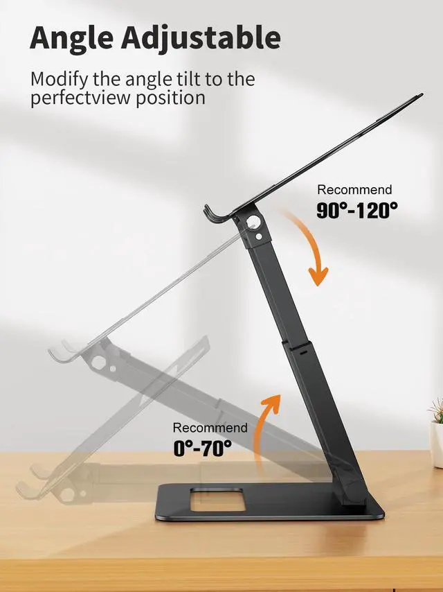 Alt view image 4 of 5 - tounee Laptop Stand for Desk Adjustable Height, Telescopic 360 Rotating Pull Out Design Ergonomic Laptop Riser Fits All MacBook, Laptops -Black