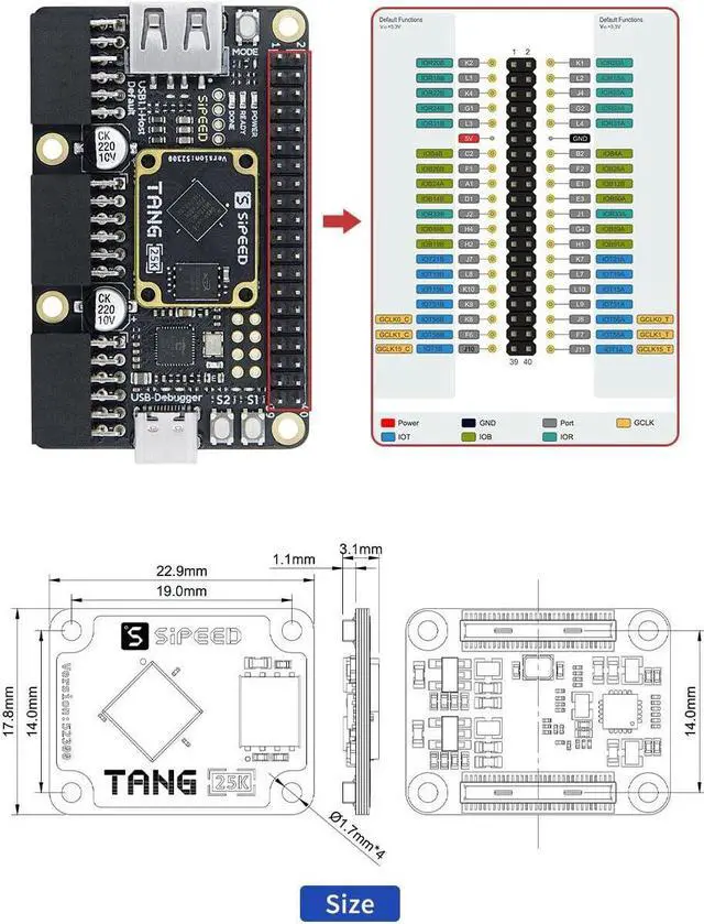 Alt view image 5 of 5 - youyeetoo Sipeed Tang Primer 25K Dock FPGA Development Board MCU, RISCV, Modularisation, Gowin GW5A, PMOD SDRAM, 23K LUT4, MIPI 2.5Gbps (25K Basic Package)