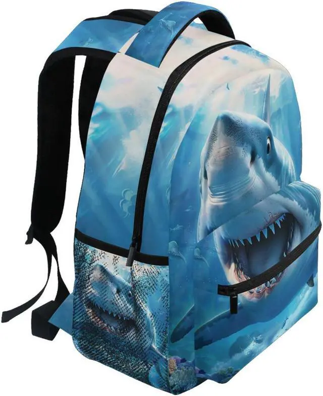 Alt view image 2 of 5 - ZOEO Shark Blue Backpacks 3rd 4th 5th Grade School Bookbags Travel Laptop Daypack Bag Purse for Boys Girls Teens, Large, p203c237s337