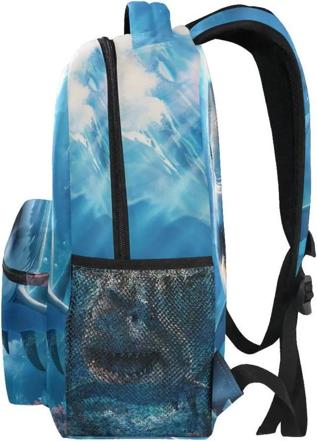 Alt view image 4 of 5 - ZOEO Shark Blue Backpacks 3rd 4th 5th Grade School Bookbags Travel Laptop Daypack Bag Purse for Boys Girls Teens, Large, p203c237s337
