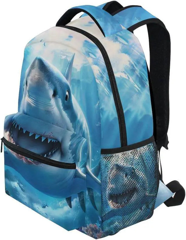 Alt view image 3 of 5 - ZOEO Shark Blue Backpacks 3rd 4th 5th Grade School Bookbags Travel Laptop Daypack Bag Purse for Boys Girls Teens, Large, p203c237s337