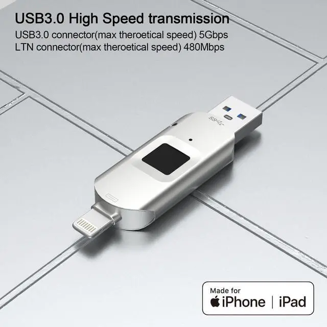 Alt view image 2 of 5 - for iPhone USB3.0 Encrypted Drive Drive External Storage Fingerprint Encryption USB Flash Drive for iPhone/iPad/iPadmini/Mac/PC USB3.0 Flash Drive 256GB