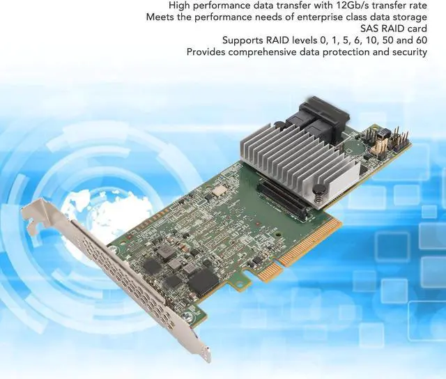 Alt view image 3 of 5 - Zyyini SAS3 RAID Array Card, 8 Ports PCIE 3.0 1G MegaRAID 9217 8I RAID Controller Card, Multiple RAID Levels, MegaRAID 9361 8i, PCI Express 3.0 X8, SATA or SAS Ports
