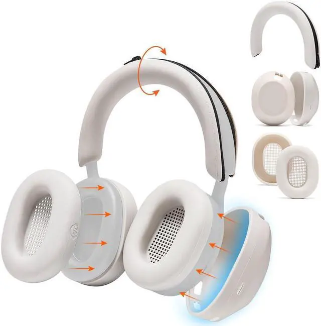 Main image of WC SweatZ and ShellZ Protective Covers Bundle for Sony WH1000XM5 Headphones by Wicked Cushions | Silver