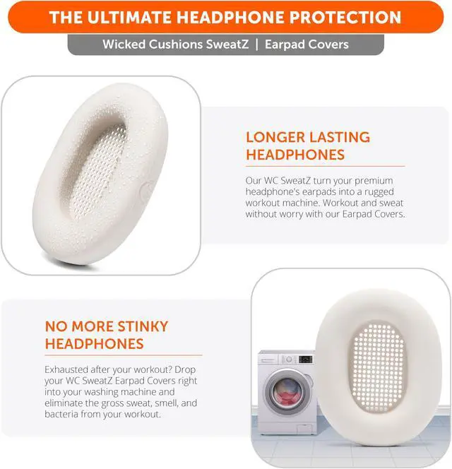 Alt view image 5 of 5 - WC SweatZ and ShellZ Protective Covers Bundle for Sony WH1000XM5 Headphones by Wicked Cushions | Silver