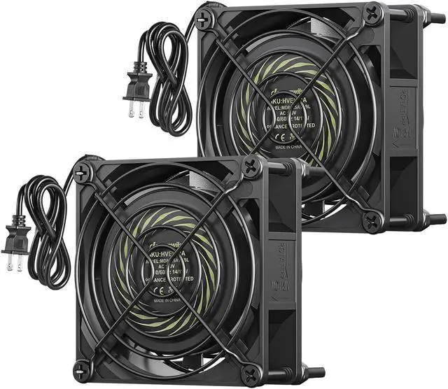 Main image of DEWENWILS 2 Pack 120V AC Fan, Waterproof Exhaust Fan 80mm, 14W 2470RPM 21CFM, DIY Cooling Fan for Refrigerator, Computer Case, Compressor Engine, Generator, UL Listed