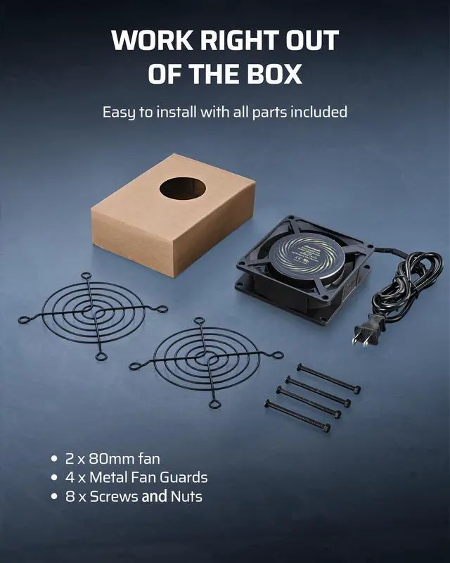 Alt view image 5 of 5 - DEWENWILS 2 Pack 120V AC Fan, Waterproof Exhaust Fan 80mm, 14W 2470RPM 21CFM, DIY Cooling Fan for Refrigerator, Computer Case, Compressor Engine, Generator, UL Listed