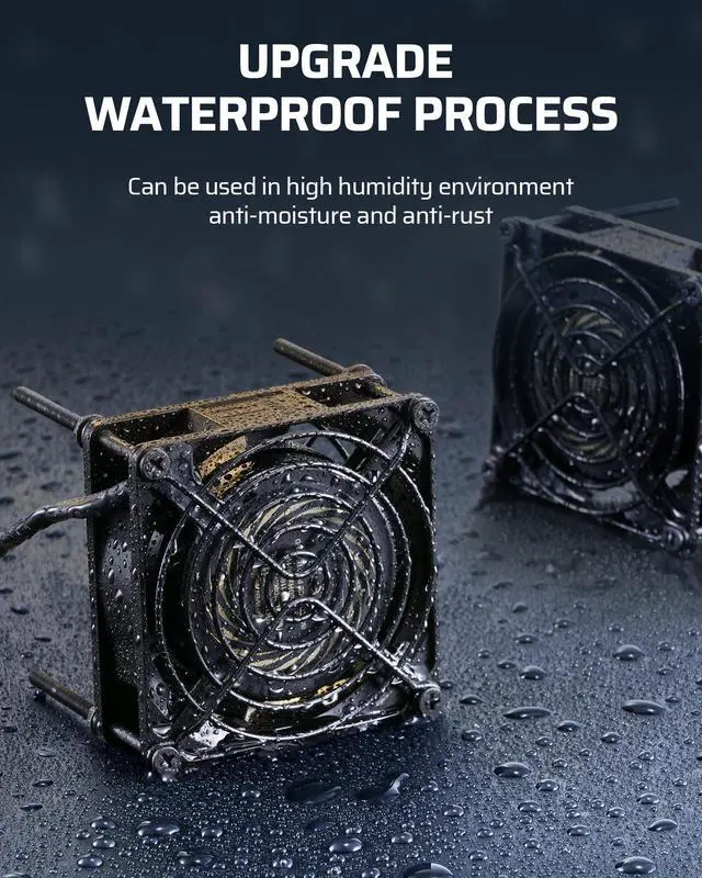 Alt view image 4 of 5 - DEWENWILS 2 Pack 120V AC Fan, Waterproof Exhaust Fan 80mm, 14W 2470RPM 21CFM, DIY Cooling Fan for Refrigerator, Computer Case, Compressor Engine, Generator, UL Listed