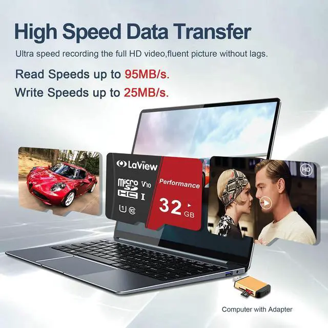 Alt view image 2 of 5 - LaView 32GB Micro SD Card 3 Pack, Micro SDXC UHS-I Memory Card  95MB/s,633X,U1,C10, Full HD Video V10, A1, FAT32, High Speed Flash TF Card P500 for Computer with Adapter/Phone/Tablet/PC