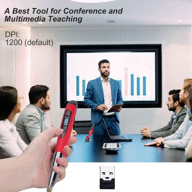 Alt view image 3 of 5 - lychee Optical Pocket Pen Mouse with Voice Control and Bluetooth Function, Wireless Handwriting Mini Mice for PC Laptop Notebook Computer(Red)