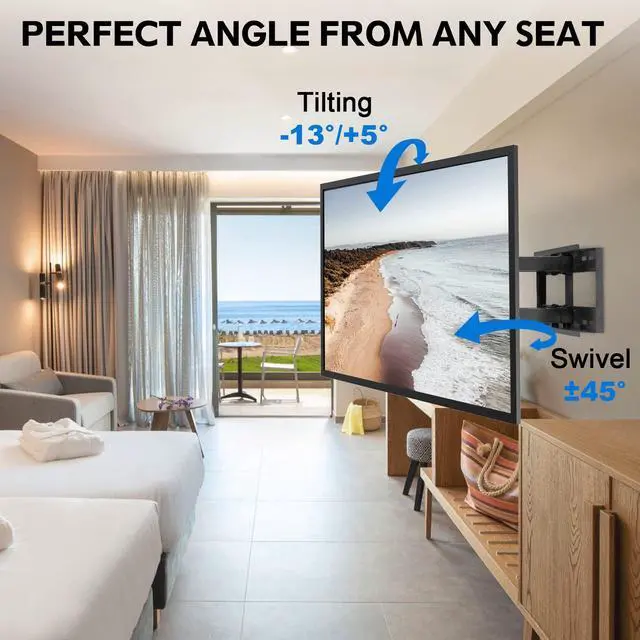 Alt view image 3 of 5 - MOUNTUP MU0028 Full Motion TV Wall Mount for 42-82 Inches TVs & MU0057 Long Arm Full Motion TV Wall Mount for 26-55 Inches TVs Bundle