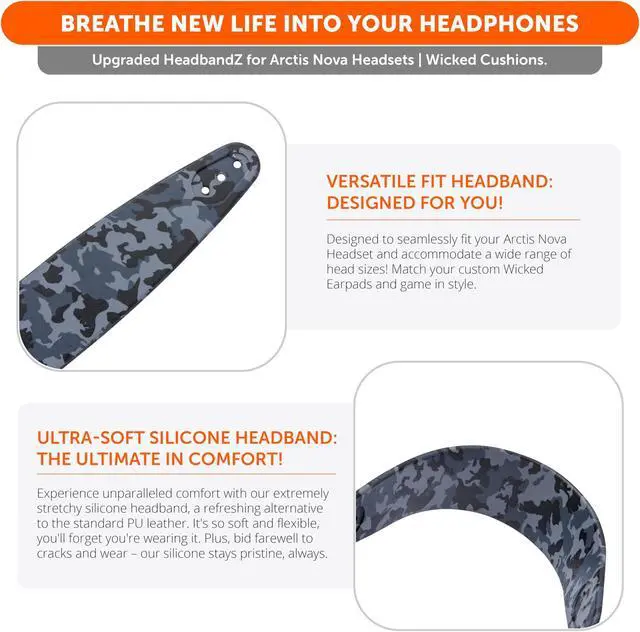 Alt view image 5 of 5 - WC Arctis Nova Bundle Pack - Cooling Gel Earpads, Silicone Headband, and Side Speaker Plate Upgrade for Arctis Nova Pro Wireless by Wicked Cushions | Black Camo