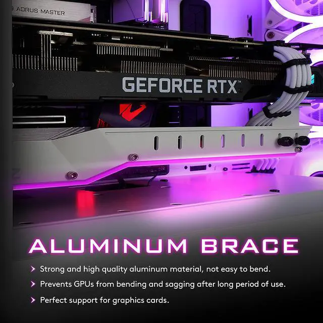 Alt view image 2 of 5 - EZDIY-FAB GPU Holder Brace Graphics Card GPU Support Video Card Holder Bracket with 5V 3 Pin ARGB LED, Video Card Sag Holder/Holster Bracket Support RX6700,RTX3090- 309EZ-White