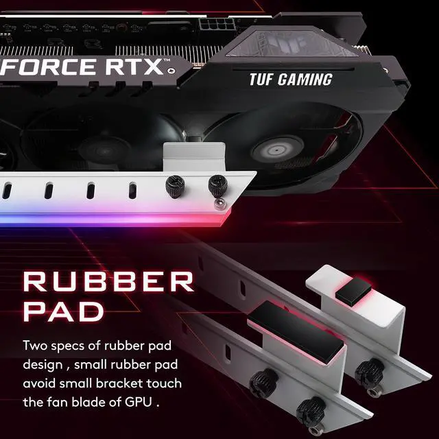 Alt view image 4 of 5 - EZDIY-FAB GPU Holder Brace Graphics Card GPU Support Video Card Holder Bracket with 5V 3 Pin ARGB LED, Video Card Sag Holder/Holster Bracket Support RX6700,RTX3090- 309EZ-White