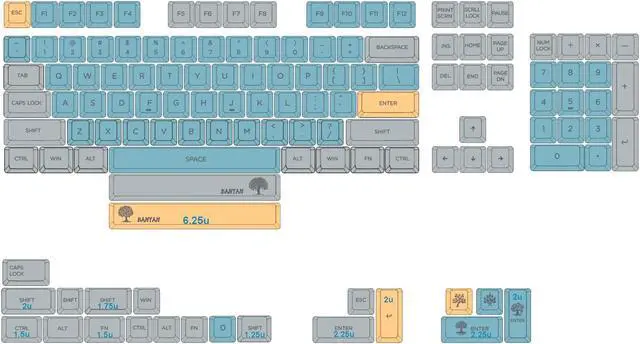 Alt view image 2 of 5 - YMDK Banyan Keycaps 126 Key Dye Sub ZDA PBT Keycap Similar to XDA Keycap Dye Sub for MX Keyboard 104 87 GK61 96 84 GK64 68 Key caps (126 Banyan)