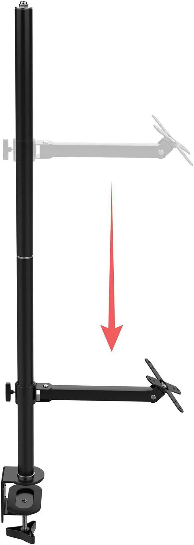 Alt view image 5 of 5 - Dual VESA Clamp - CTA Clamp Pole with 2 Adjustable VESA Plates