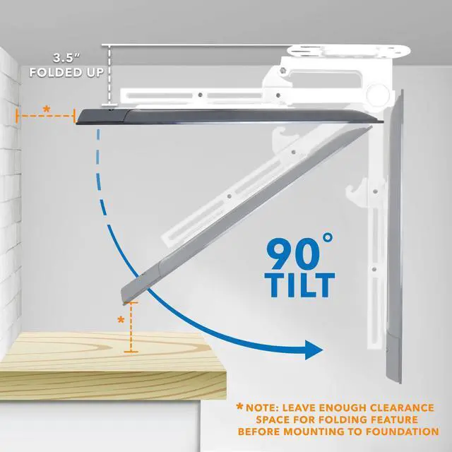 Alt view image 4 of 5 - Mount-It! Flip Down TV Mount | Folding Ceiling TV Mount for 23 to 55 Inch | Heavy-Duty Bracket for Roof and Slanted Walls | Universal VESA up to 400x400mm, Height Adjustable 44 Lbs Capacity, White