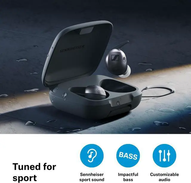 Alt view image 2 of 5 - Sennheiser Momentum Sport Earbuds with Sport Sound Tuning and Adaptive ANC, Secure Fit, 24-Hour Battery Life, Fitness Tracker for Body Performance Data, Black