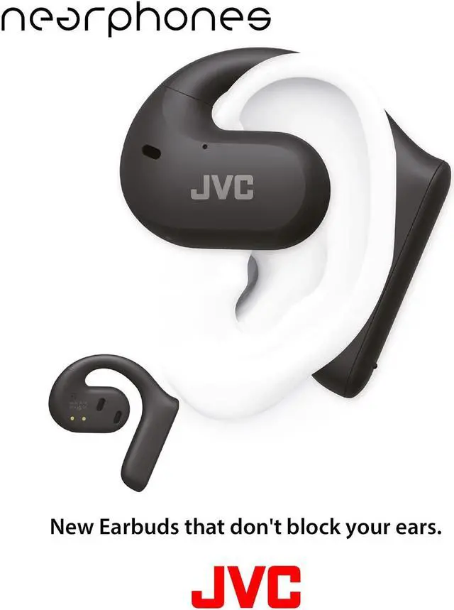 Alt view image 2 of 5 - JVC Nearphones Open Ear True Wireless Headphones with 16mm Large Drivers for Powerful Sound, Single Ear use, and Long Battery Life (up to 17 Hours) - HANP35TW (Black)