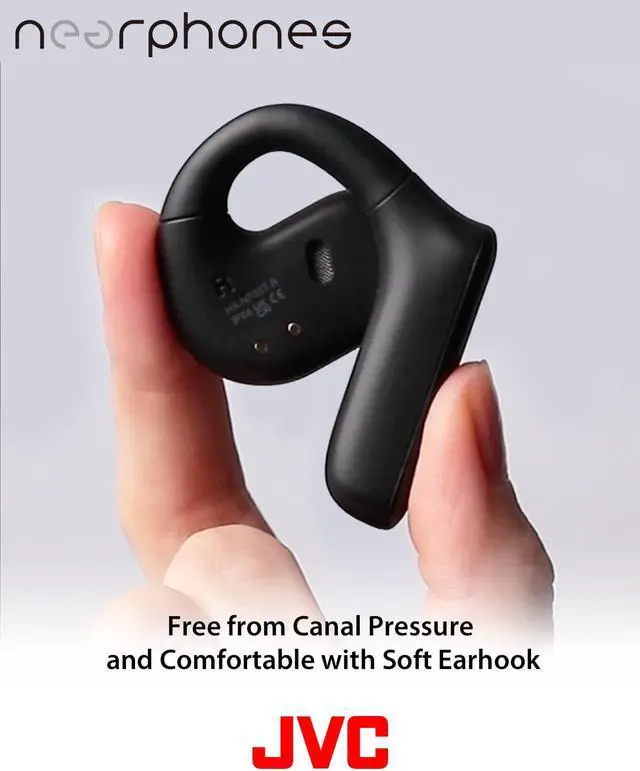 Alt view image 4 of 5 - JVC Nearphones Open Ear True Wireless Headphones with 16mm Large Drivers for Powerful Sound, Single Ear use, and Long Battery Life (up to 17 Hours) - HANP35TW (Black)