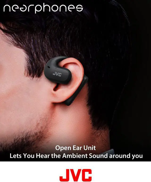 Alt view image 3 of 5 - JVC Nearphones Open Ear True Wireless Headphones with 16mm Large Drivers for Powerful Sound, Single Ear use, and Long Battery Life (up to 17 Hours) - HANP35TW (Black)