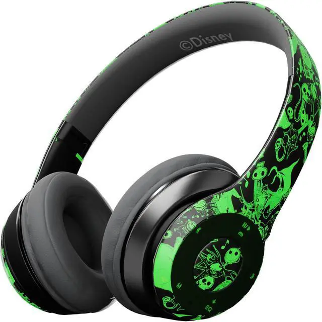 Alt view image 2 of 5 - iJoy Disney Nightmare Before Christmas Glow in The Dark Bluetooth Headphones Over Ear, Wireless and Wired Foldable Headset Built-in Microphone - Tim Burton Jack Skellington & Sally - Adults Kids