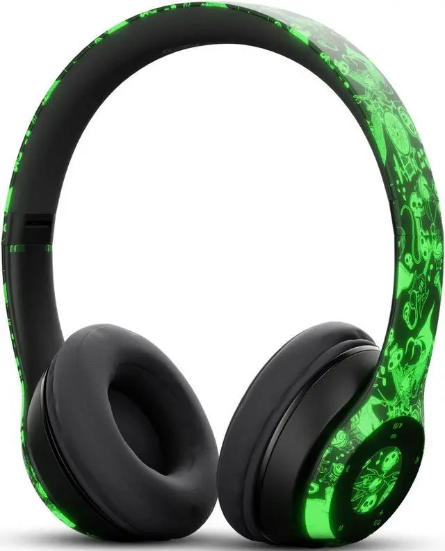 Alt view image 3 of 5 - iJoy Disney Nightmare Before Christmas Glow in The Dark Bluetooth Headphones Over Ear, Wireless and Wired Foldable Headset Built-in Microphone - Tim Burton Jack Skellington & Sally - Adults Kids