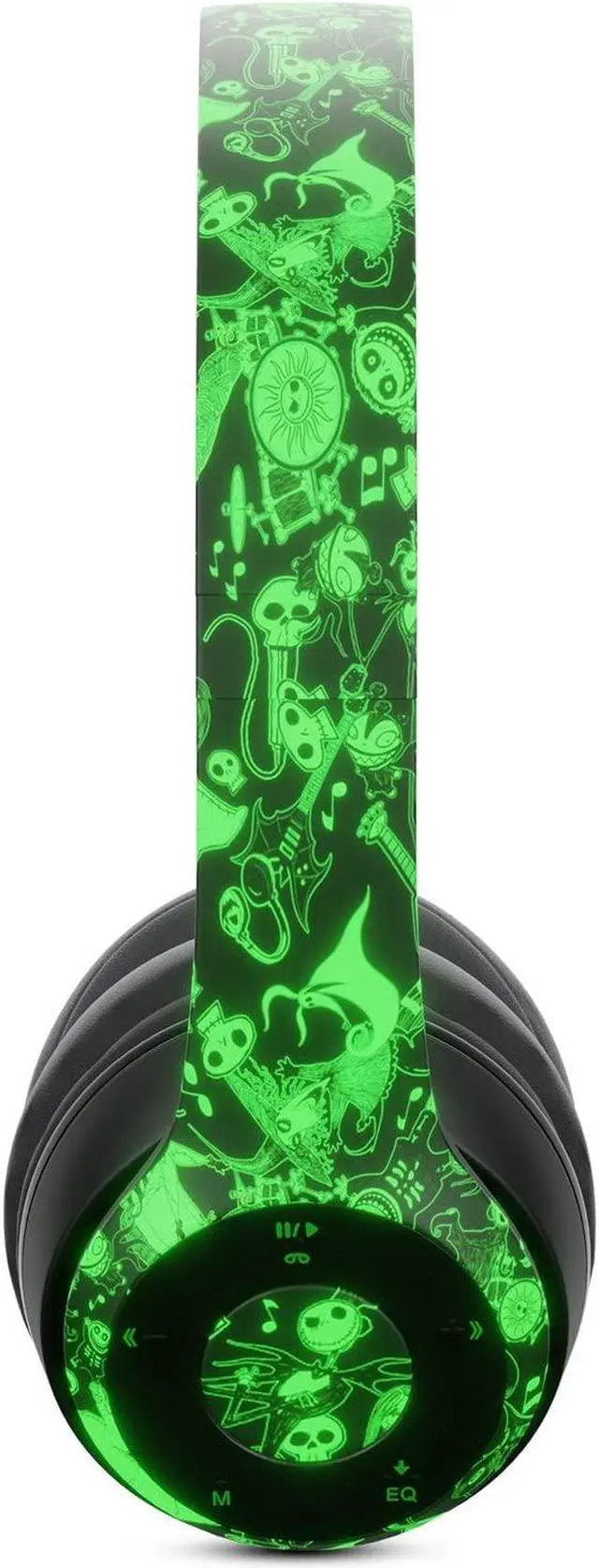 Alt view image 4 of 5 - iJoy Disney Nightmare Before Christmas Glow in The Dark Bluetooth Headphones Over Ear, Wireless and Wired Foldable Headset Built-in Microphone - Tim Burton Jack Skellington & Sally - Adults Kids