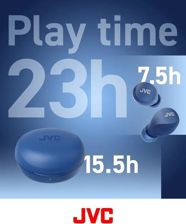 Alt view image 5 of 5 - JVC Compact and Lightweight Gumy Mini True Wireless Earbuds Headphones, Long Battery Life (up to 23 Hours), Sound with Neodymium Magnet Driver, Water Resistance (IPX4) - HAA6TA (Blue)