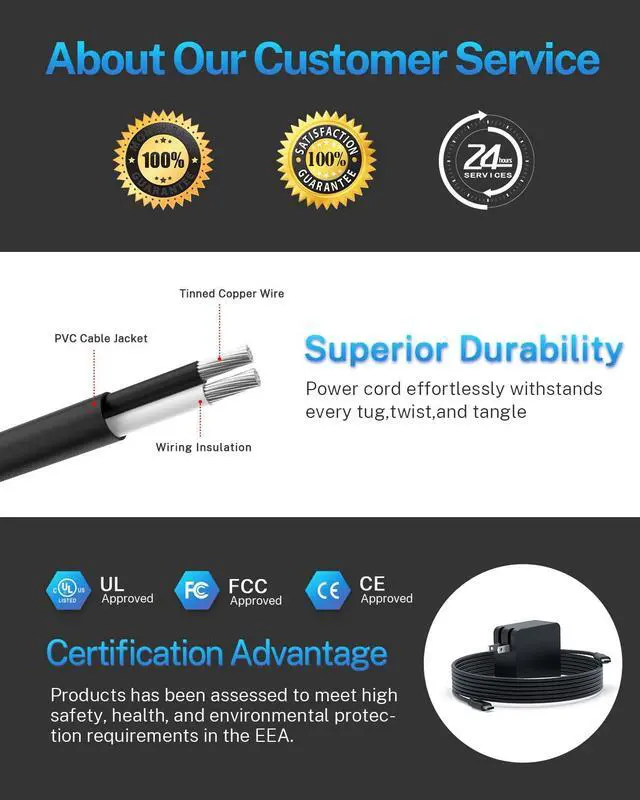 Alt view image 5 of 5 - 65W AC Charger Fit for Samsung Galaxy Book Flex Ion 15.6 13.3 NP950QCG NP930QCG NP950XCJ NP930XCJ K01US K02US W18-065N1E Galaxy Book NP750TDA-XD2US Chromebook XE930QCA Laptop Power Adapter Supply Cord