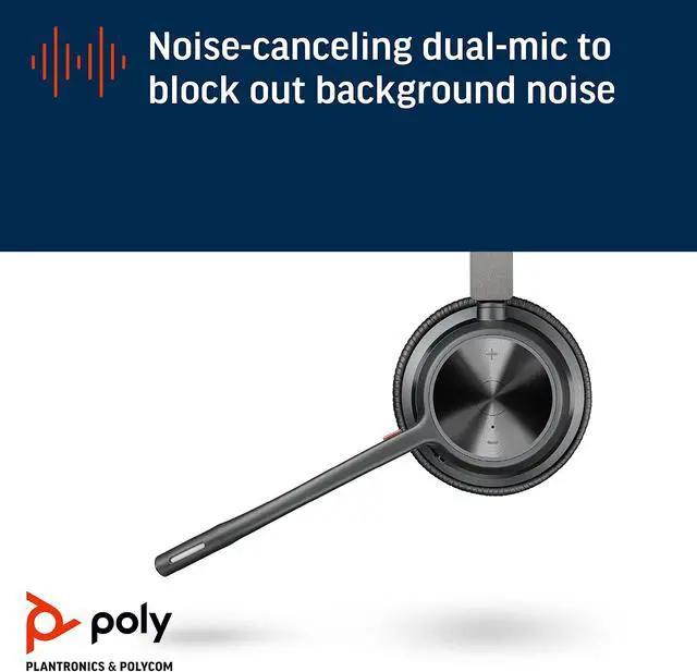 Alt view image 4 of 5 - Poly - Voyager 4320 UC Wireless Headset (Plantronics) - Headphones with Boom Mic - Connect to PC/Mac via USB-C Bluetooth Adapter, Cell Phone via Bluetooth - Works with Teams, Zoom & More,Black