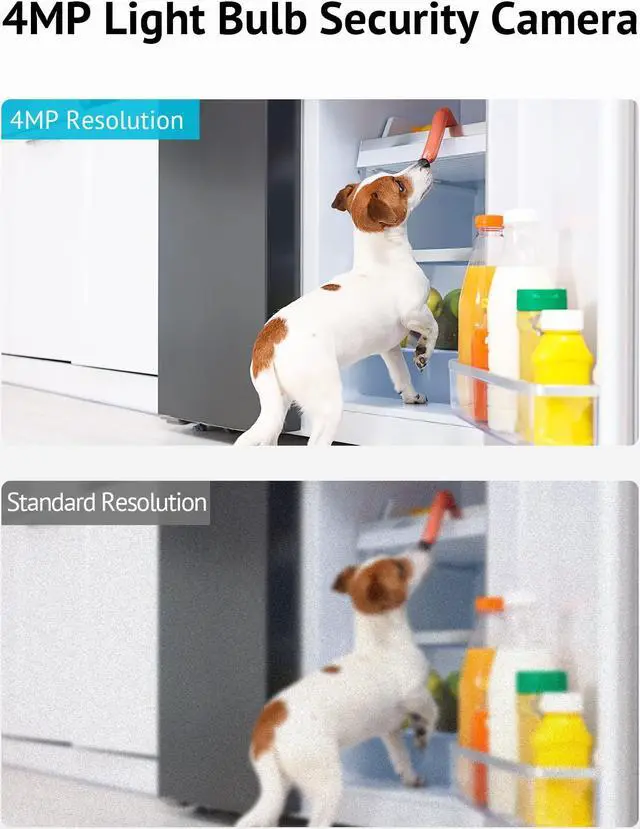 Alt view image 4 of 5 - LaView 4MP Bulb Security Camera 2.4GHz, 360deg 2K Security Cameras Wireless Outdoor Indoor Full Color Day and Night, Motion Detection, Audible Alarm, Easy Installation, Compatible with Alexa(Black)