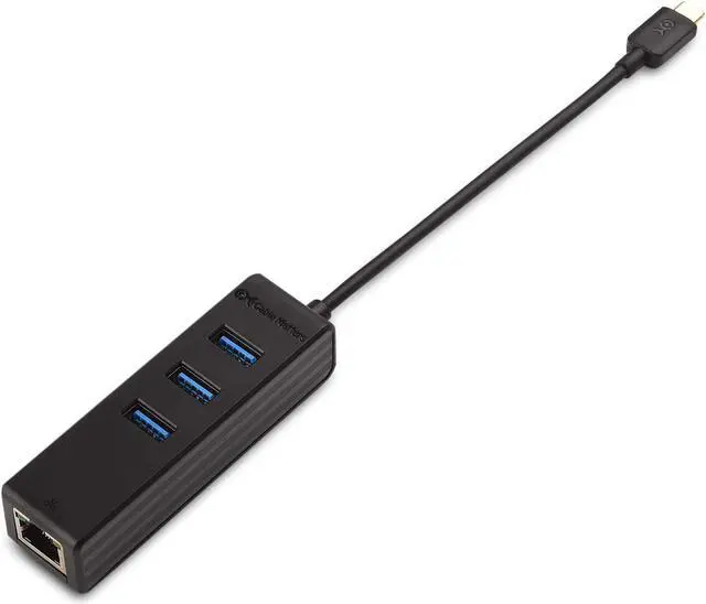 Alt view image 2 of 5 - Cable Matters 4-in-1 USB C Hub Ethernet, Support Gigabit Ethernet (USB C Network, USB C to Ethernet Adapter, USB C Ethernet Hub, Thunderbolt Ethernet Adapter) with 10/100/1000Mbps Network in Black