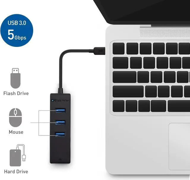 Alt view image 4 of 5 - Cable Matters 4-in-1 USB C Hub Ethernet, Support Gigabit Ethernet (USB C Network, USB C to Ethernet Adapter, USB C Ethernet Hub, Thunderbolt Ethernet Adapter) with 10/100/1000Mbps Network in Black