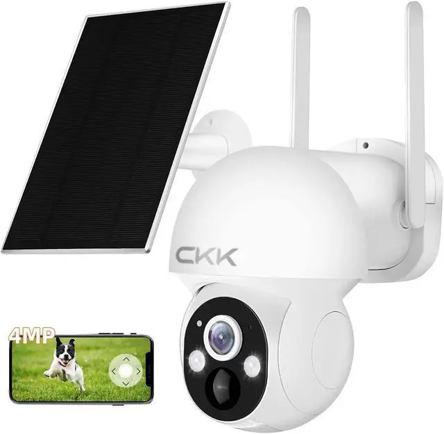 Main image of CKK Wireless Cameras for Home/Outdoor Security, Solar Security Cameras Wireless Outdoor 355degPTZ, 4MP 2.5K WiFi Camera with Spotlight, PIR Sensor, Siren, Color Night Vision, 2-Way Talk, SD/Cloud