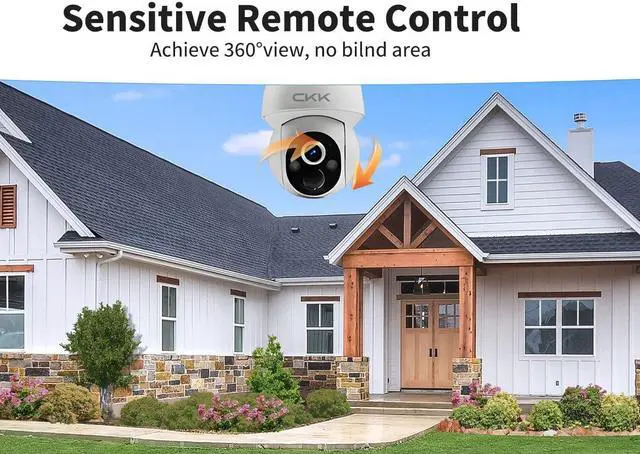 Alt view image 2 of 5 - CKK Wireless Cameras for Home/Outdoor Security, Solar Security Cameras Wireless Outdoor 355degPTZ, 4MP 2.5K WiFi Camera with Spotlight, PIR Sensor, Siren, Color Night Vision, 2-Way Talk, SD/Cloud