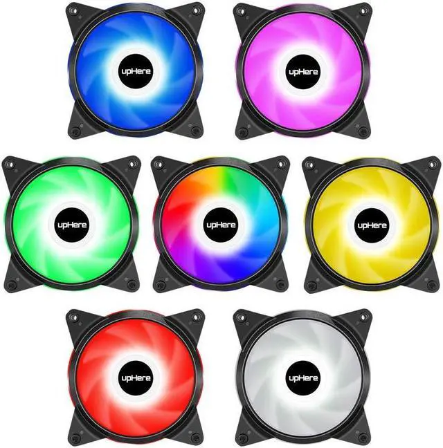 Alt view image 3 of 5 - upHere 5V 3-Pack 120mm Silent PWM Intelligent Control 5V Addressable RGB Fan Motherboard Sync, Adjustable Colorful Fans with Controller T7SYC7-3