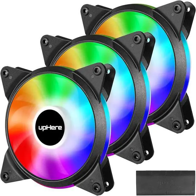 Main image of upHere 5V 3-Pack 120mm Silent PWM Intelligent Control 5V Addressable RGB Fan Motherboard Sync, Adjustable Colorful Fans with Controller T7SYC7-3