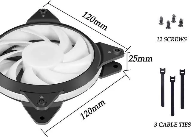 Alt view image 5 of 5 - upHere 5V 3-Pack 120mm Silent PWM Intelligent Control 5V Addressable RGB Fan Motherboard Sync, Adjustable Colorful Fans with Controller T7SYC7-3