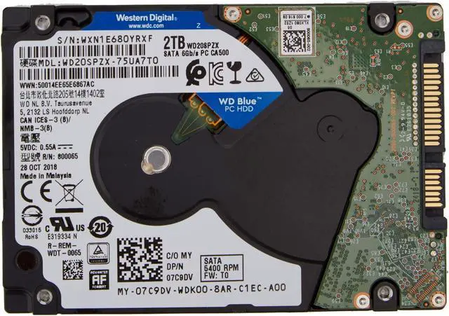 Alt view image 3 of 5 - Western Digital Blue WD20SPZX 2 TB Hard Drive - 2.5" Internal - SATA (SATA/600)