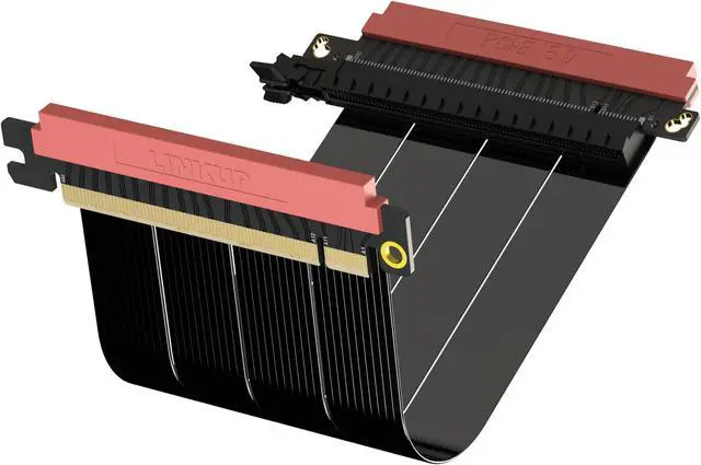 Main image of LINKUP - AVA5 PCIE 5.0 Riser Cable | RTX5090 RX9070 GPU Ready | x16 128GB/s Speed | Compatible with PCIe 4.0 | Designed for ITX | Double Reverse, Black 18cm (Total Length 20cm)