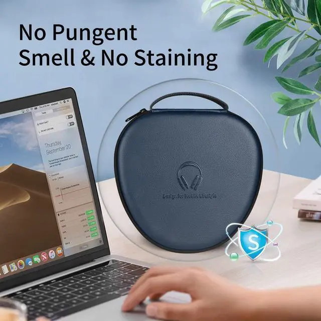 Alt view image 3 of 5 - for Apple AirPods Max Case Accessory: WIWU AirPod Max Case with Sleep Mode | Airpod Max Accessories for Apple Headphones | Ultra-Slim Travel Carrying Case | Portable Storage Bag | Blue
