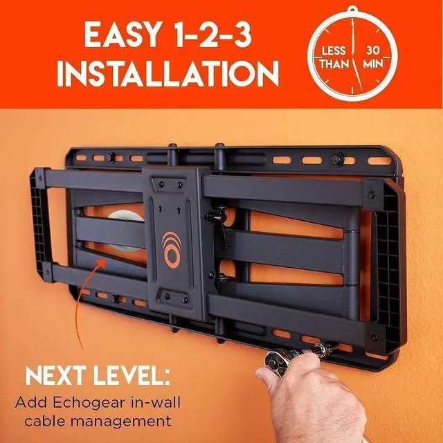 Alt view image 2 of 5 - ECHOGEAR Full Motion TV Wall Mount & Sound Bar Mounting Bracket - for Big TVs Up to 90" - Height Adjustable Soundbar Mount