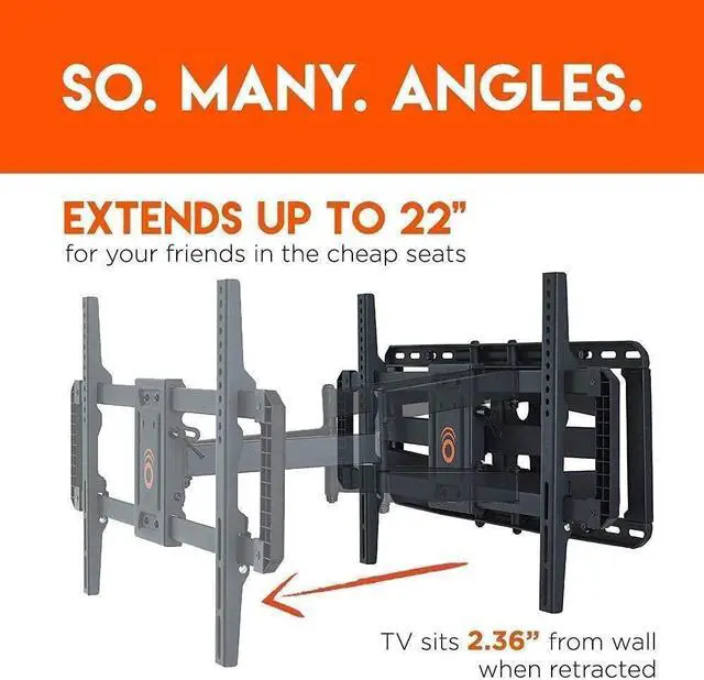 Alt view image 3 of 5 - ECHOGEAR Full Motion TV Wall Mount & Sound Bar Mounting Bracket - for Big TVs Up to 90" - Height Adjustable Soundbar Mount