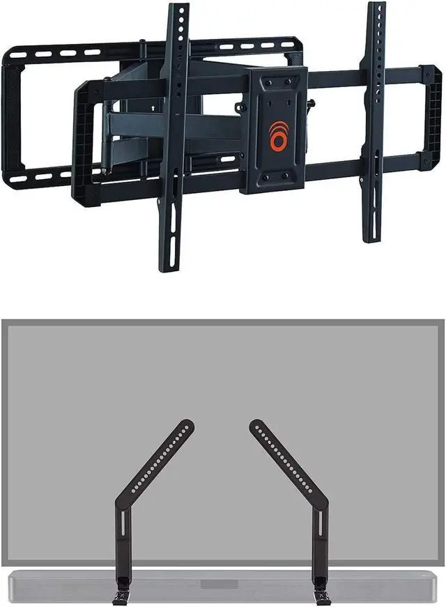 Main image of ECHOGEAR Full Motion TV Wall Mount & Sound Bar Mounting Bracket - for Big TVs Up to 90" - Height Adjustable Soundbar Mount