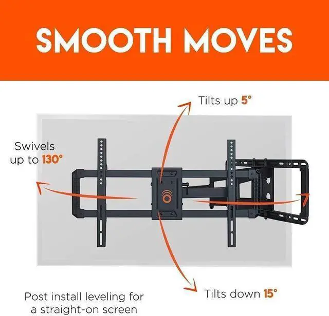 Alt view image 4 of 5 - ECHOGEAR Full Motion TV Wall Mount & Sound Bar Mounting Bracket - for Big TVs Up to 90" - Height Adjustable Soundbar Mount