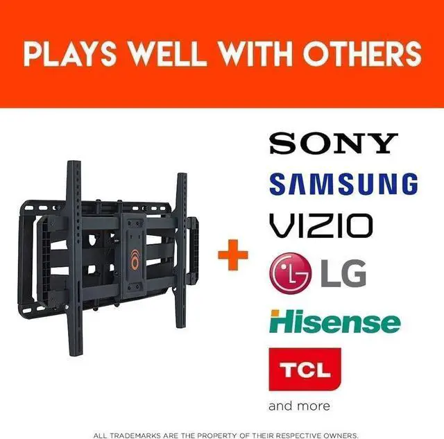 Alt view image 5 of 5 - ECHOGEAR Full Motion TV Wall Mount & Sound Bar Mounting Bracket - for Big TVs Up to 90" - Height Adjustable Soundbar Mount