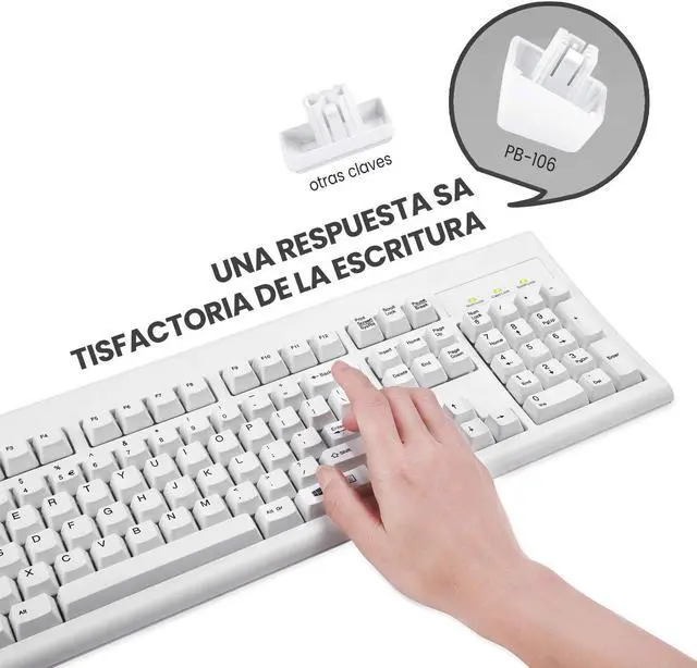 Alt view image 2 of 5 - Perixx PERIBOARD-106 USB Keyboard - High Performance - High Curved Keys - Full-Size with Numeric Keyboard - Black - QWERTY Spanish